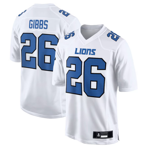 D.Lions #26 Jahmyr Gibbs Player White Tundra Fashion Game Football Jerseys football jersey product view 1