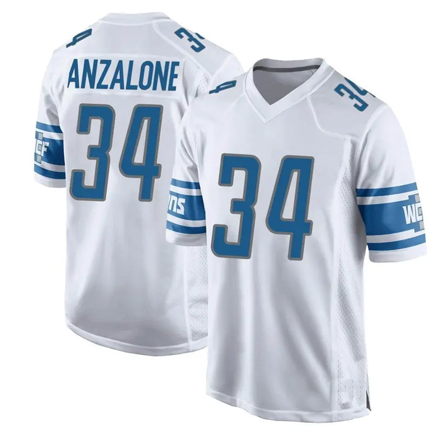 D.Lions #34 Alex Anzalone Player White Game Football Jerseys football jersey product view 1