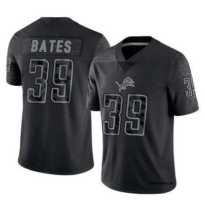 D.Lions #39 Jake Bates Player Black REFLECTIVE Limited Football Jerseys football jersey product view 1