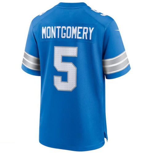 D.Lions #5 David Montgomery Player Blue Game Football Jerseys football jersey product view 1