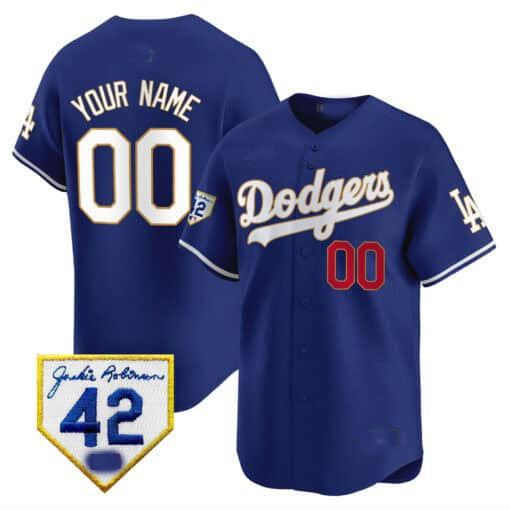 Custom LA.Dodgers Jackie Robinson Patch Vapor Premier Limited Stitched Baseball Jerseys baseball jersey product view 2