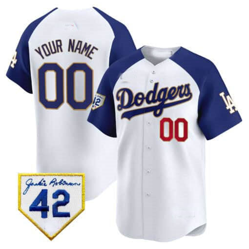 Custom LA.Dodgers Jackie Robinson Patch Vapor Premier Limited Stitched Baseball Jerseys baseball jersey product view 3