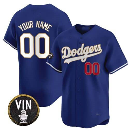 Custom LA.Dodgers Vin Scully Patch Gold Trim Vapor Premier Limited Baseball Jerseys baseball jersey product view 3
