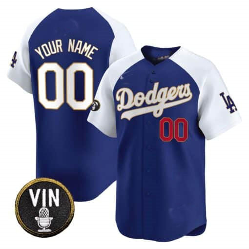 Custom LA.Dodgers Vin Scully Patch Gold Trim Vapor Premier Limited Baseball Jerseys baseball jersey product view 2