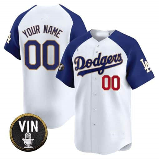 Custom LA.Dodgers Vin Scully Patch Gold Trim Vapor Premier Limited Baseball Jerseys baseball jersey product view 4
