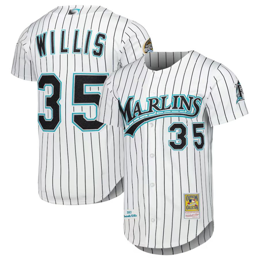 F.Marlins #35 Dontrelle Willis Player White Cooperstown Replica Baseball Jerseys baseball jersey product view 1