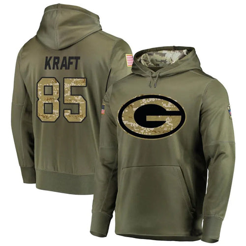 GB.Packers #85 Tucker Kraft Player Olive Salute to Service Pullover Hoodie Game Football Jerseys football jersey product view 1