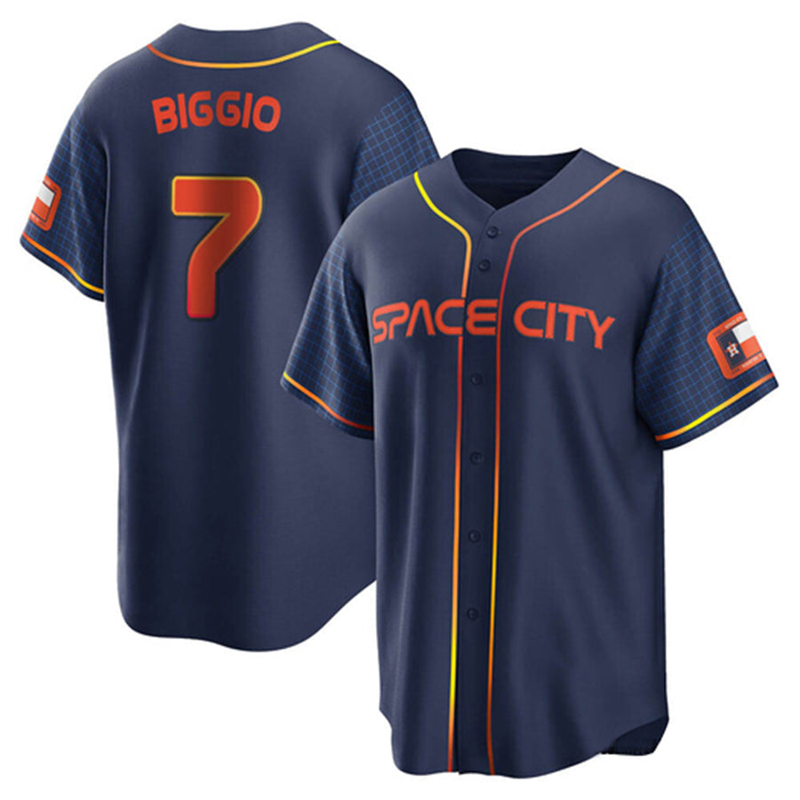 H.Astros #7 Craig Biggio Player Replica Navy City Connect Baseball Jerseys baseball jersey product view 1