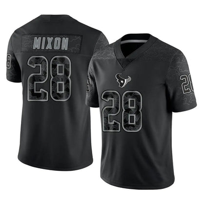 H.Texans #28 Joe Mixon Player Black REFLECTIVE Limited Football Jerseys football jersey product view 1