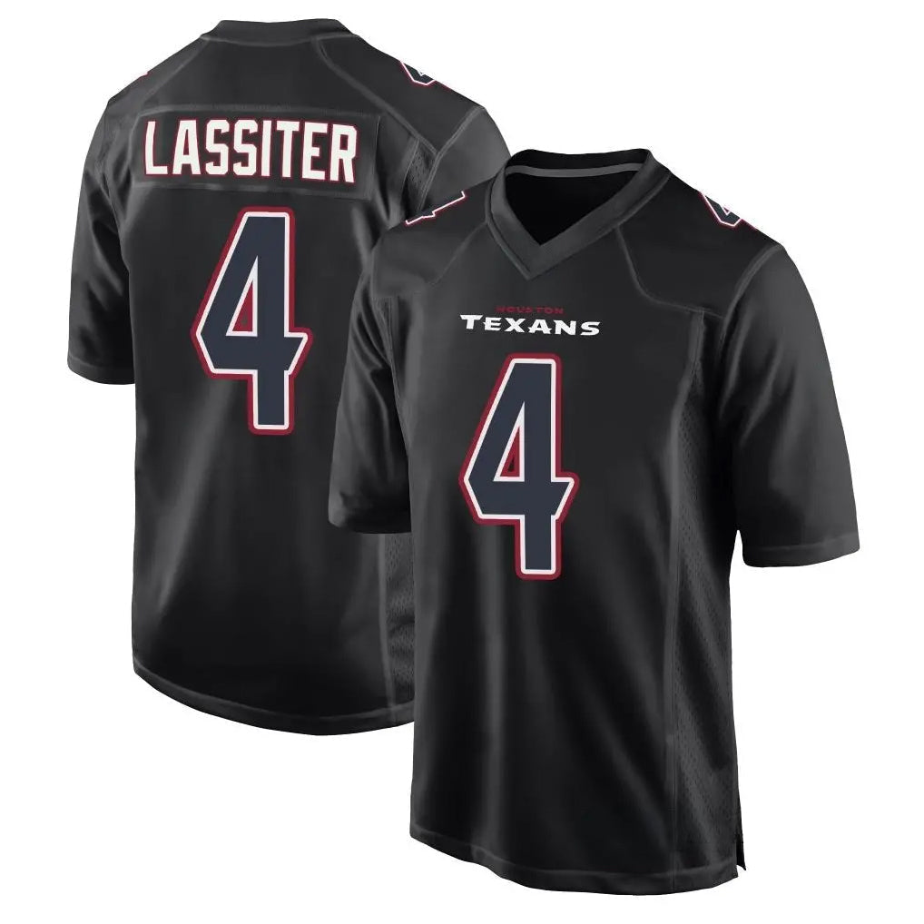 H.Texans #4 Kamari Lassiter Player Black Fashion Game Football Jerseys football jersey product view 1