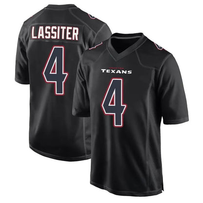 H.Texans #4 Kamari Lassiter Player Black Fashion Game Football Jerseys football jersey product view 1