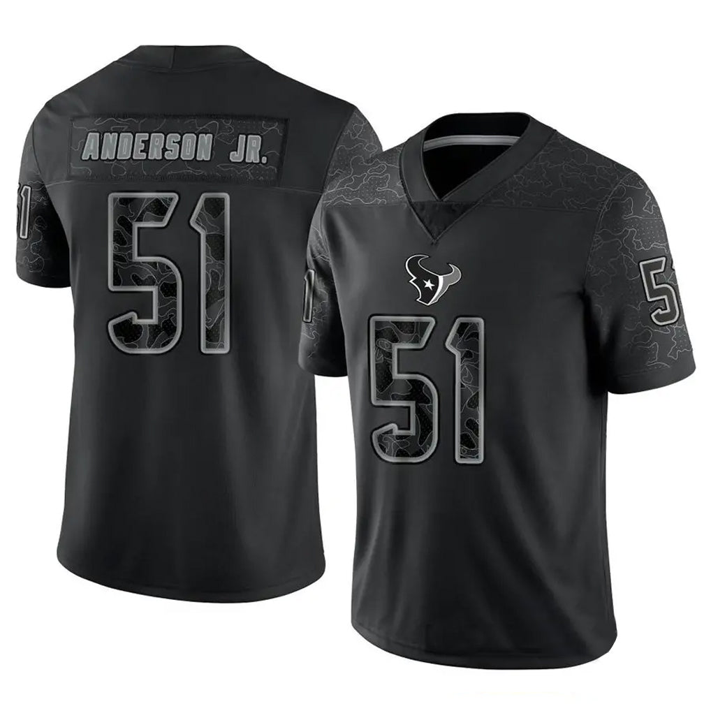H.Texans #51 Will Anderson Jr. Player Black REFLECTIVE Limited Football Jerseys football jersey product view 1