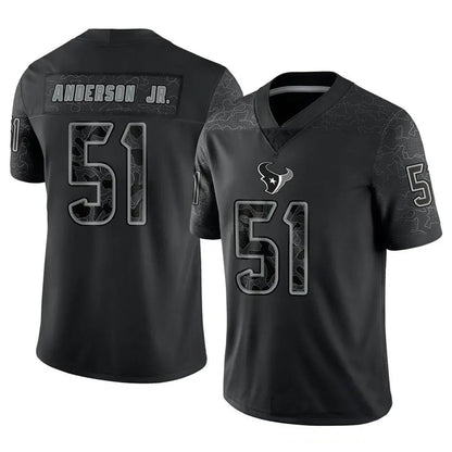 H.Texans #51 Will Anderson Jr. Player Black REFLECTIVE Limited Football Jerseys football jersey product view 1
