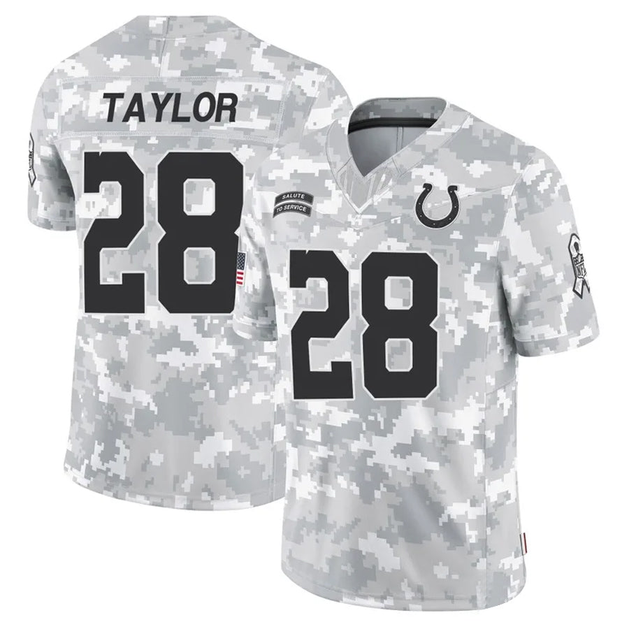 IN.Colts #28 Jonathan Taylor Player Arctic Camo Salute to Service Limited Football Jerseys football jersey product view 1