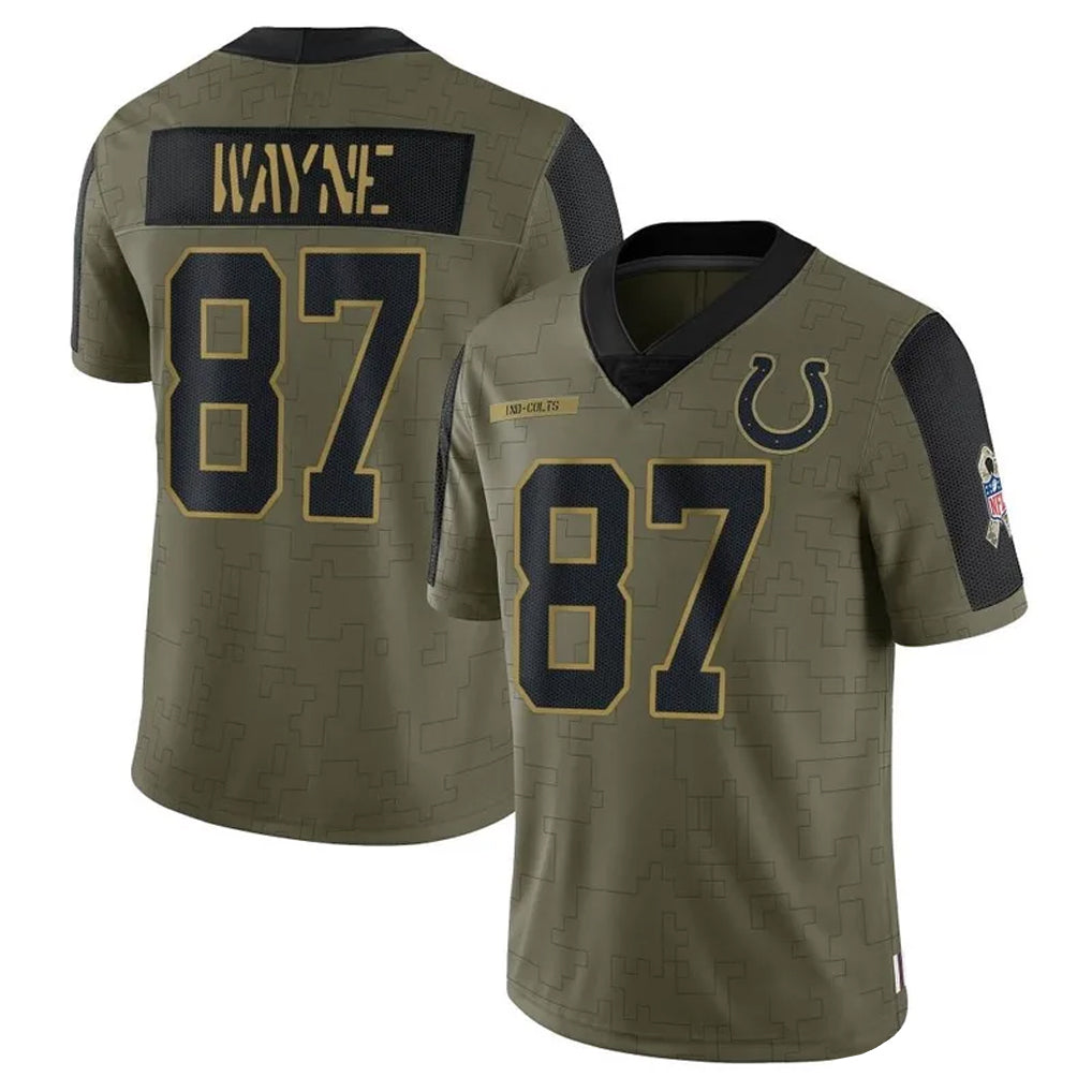 IN.Colts #87 Reggie Wayne Player Salute to Service Legend Olive Football Jerseys football jersey product view 1