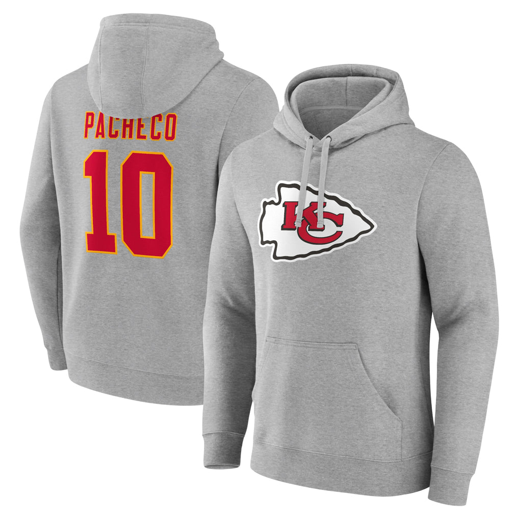 KC.Chiefs #10 Isiah Pacheco Player Gray Pullover Hoodies Football Jerseys football jersey product view 1