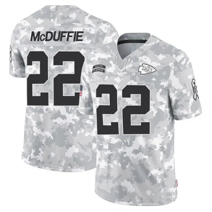 KC.Chiefs #22 Trent McDuffie Player Arctic Camo Salute to Service Limited Football Jerseys football jersey product view 1