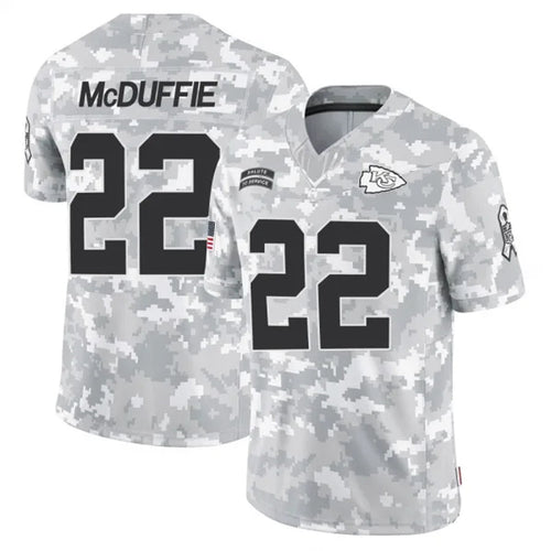 KC.Chiefs #22 Trent McDuffie Player Arctic Camo Salute to Service Limited Football Jerseys football jersey product view 1