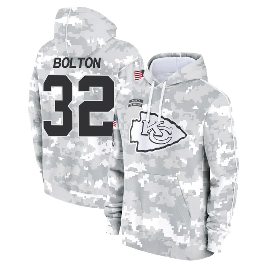 KC.Chiefs #32 Nick Bolton Player Salute to Service Hoodies Football Jerseys football jersey product view 1