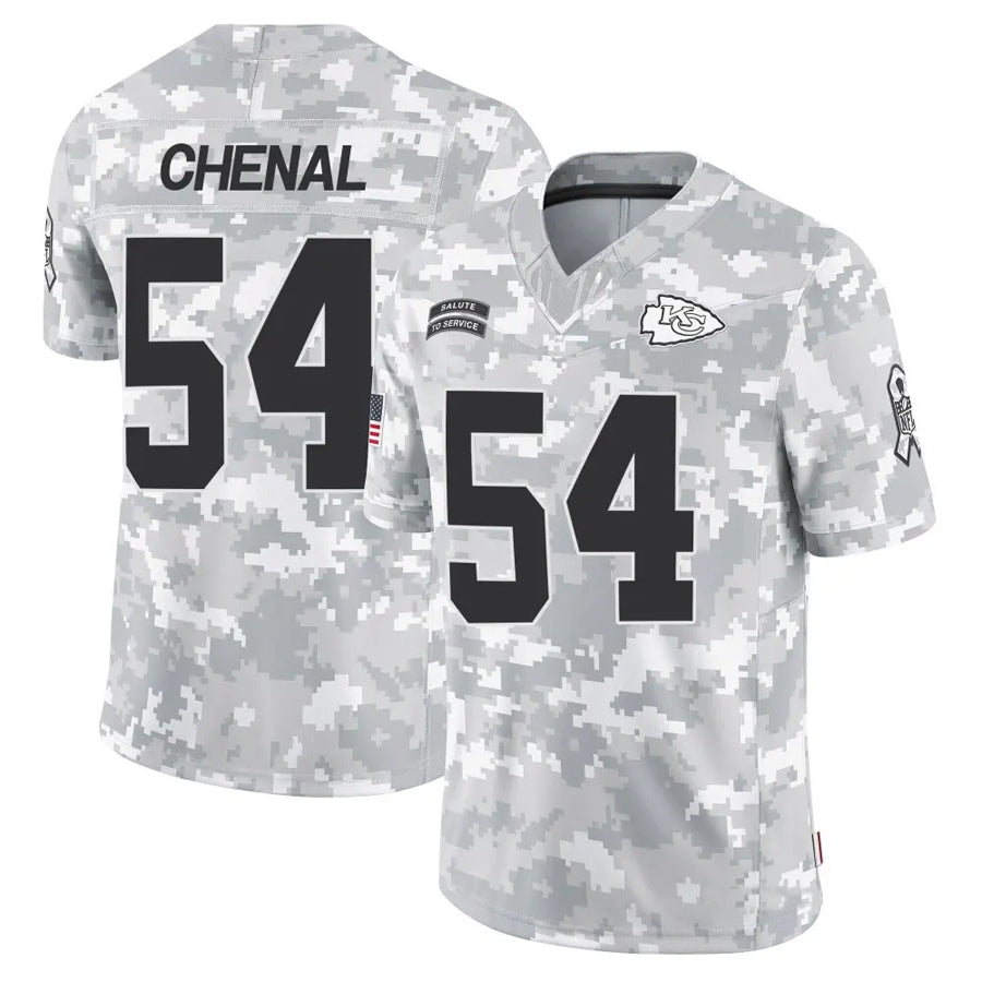 KC.Chiefs #54 Leo Chenal Player Arctic Camo Salute to Service Limited Football Jerseys football jersey product view 1