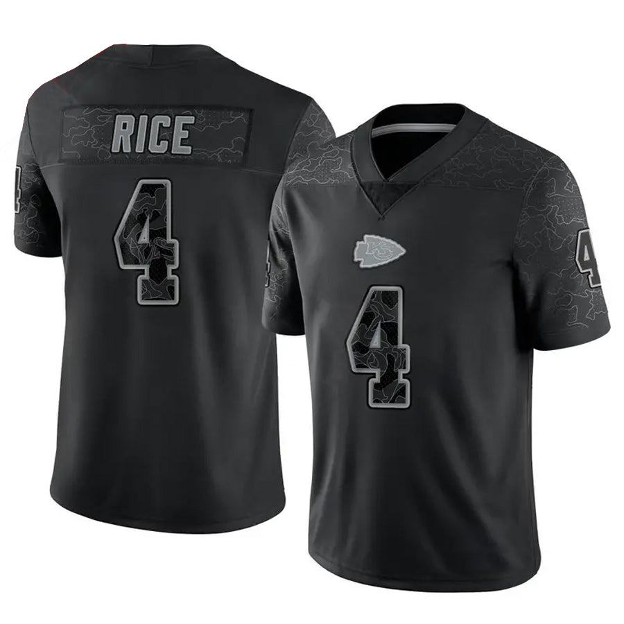KC.Chiefs #4 Rashee Rice Player Black RFLCTV Limited Football Jerseys football jersey product view 1