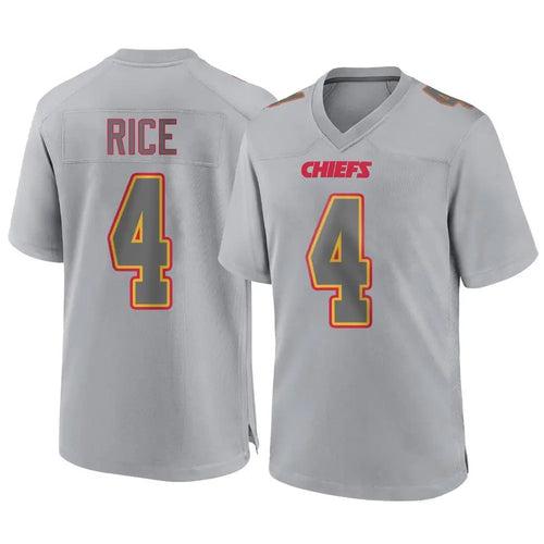 KC.Chiefs #4 Rashee Rice Player Gray Carbon Fashion Game Football Jerseys football jersey product view 1