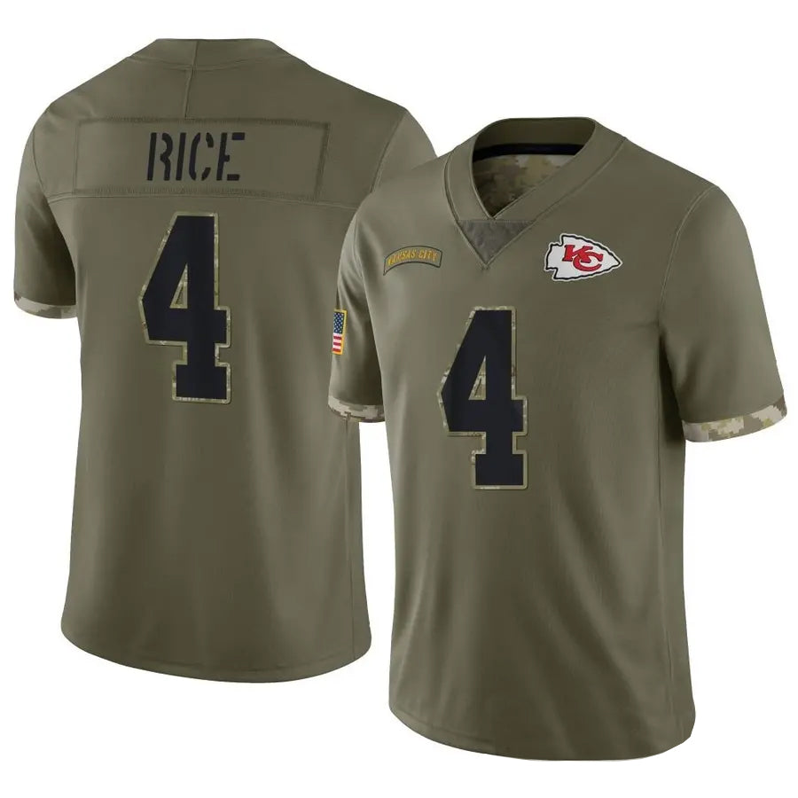 KC.Chiefs #4 Rashee Rice Player Olive Limited Salute To Service Football Jerseys football jersey product view 1