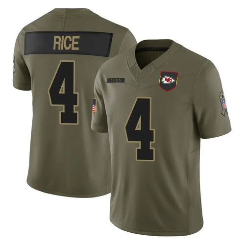 KC.Chiefs #4 Rashee Rice Player Olive Salute to Service Limited Football Jerseys football jersey product view 1