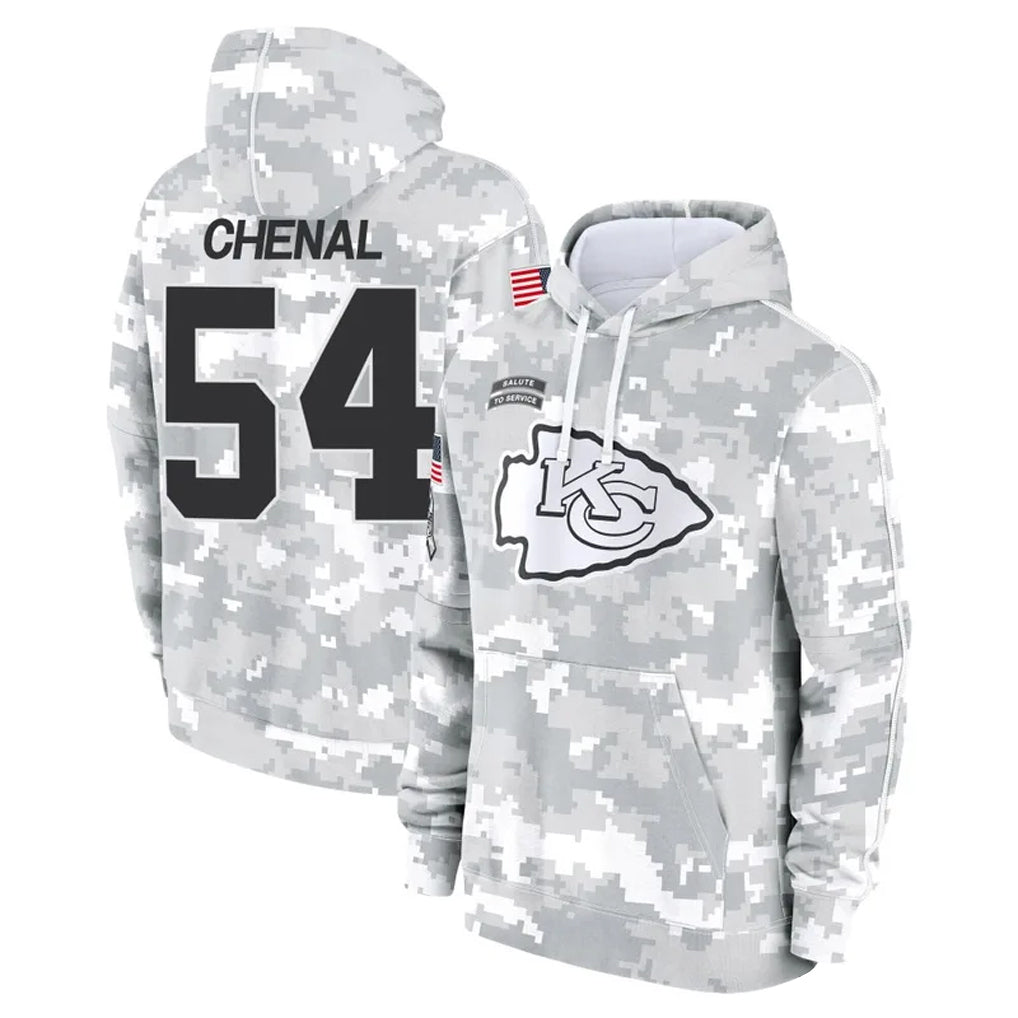 KC.Chiefs #54 Leo Chenal Player Arctic Camo Salute to Service Hoodies Football Jerseys football jersey product view 1