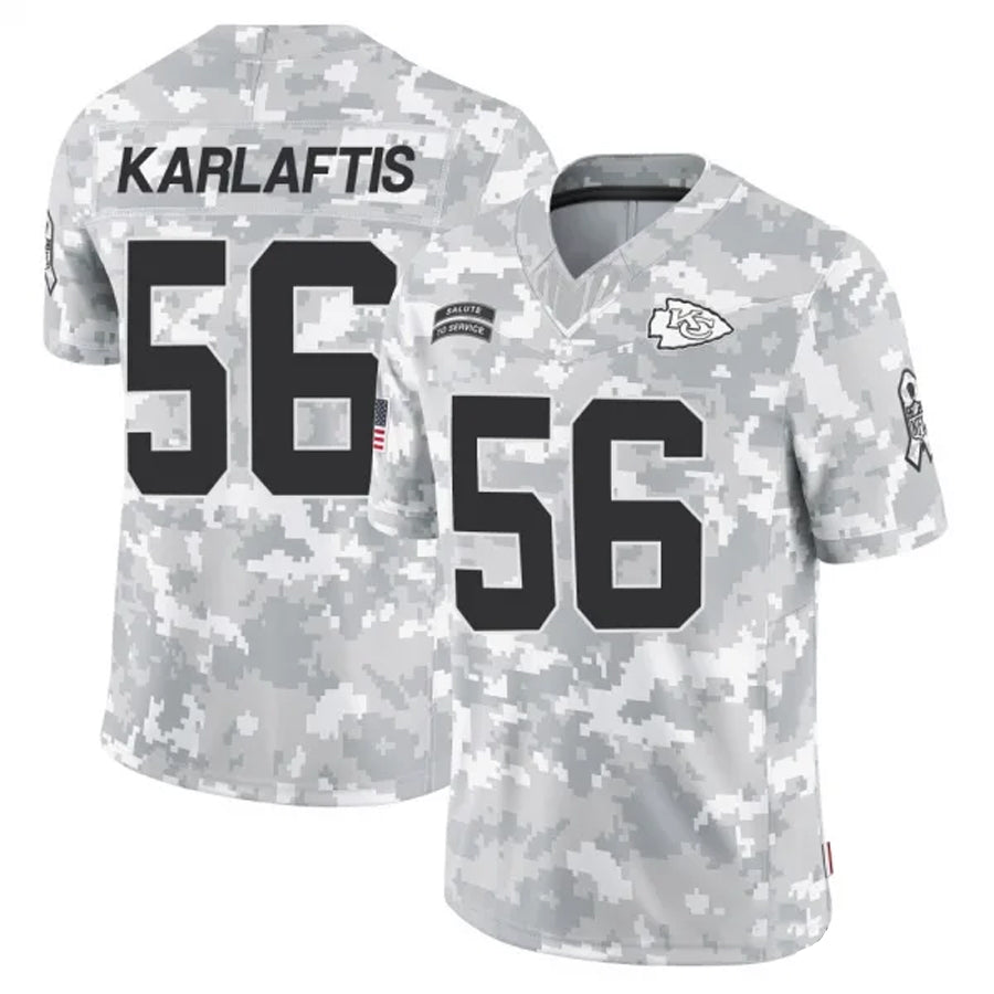 KC.Chiefs #56 George Karlaftis Player Arctic Camo Salute to Service Limited Football Jerseys football jersey product view 1