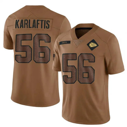KC.Chiefs #56 George Karlaftis Player Brown Salute To Service Limited Football Jerseys football jersey product view 1