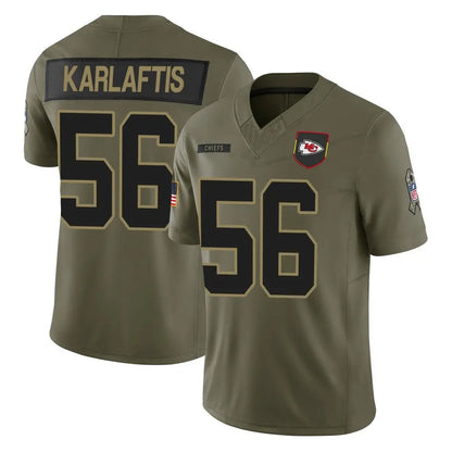 KC.Chiefs #56 George Karlaftis Player Olive Salute to Service Limited Football Jerseys football jersey product view 1