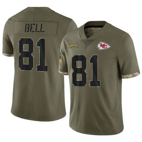 KC.Chiefs #81 Blake Bell Player Salute To Service Olive Football Jerseys football jersey product view 1