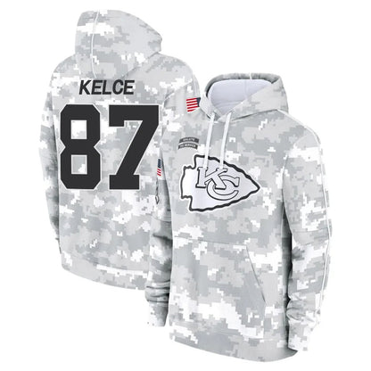 KC.Chiefs #87 Travis Kelce Player Arctic Camo Salute to Service Hoodies Football Jerseys football jersey product view 1