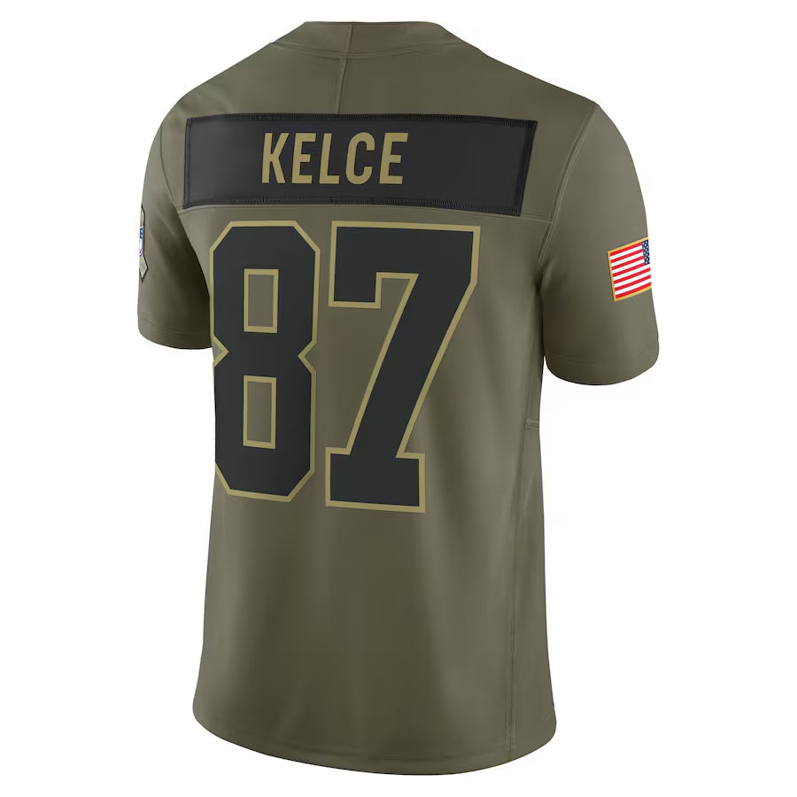 KC.Chiefs #87 Travis Kelce Player Olive Salute to Service Limited Football Jerseys football jersey product view 1