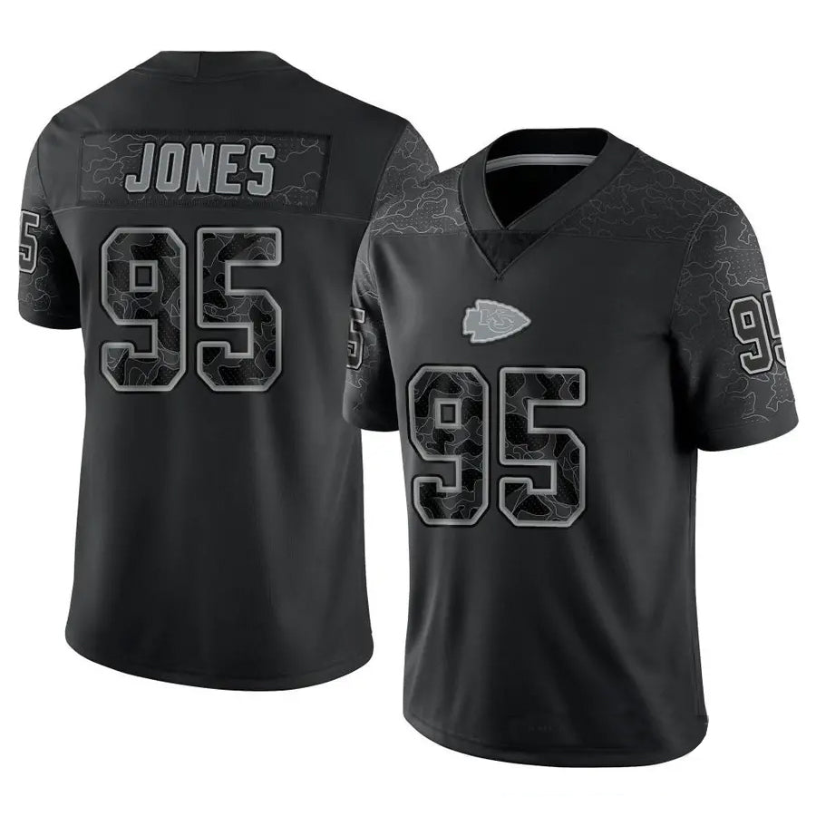 KC.Chiefs #95 Chris Jones Player Black RFLCTV Limited Football Jerseys football jersey product view 1