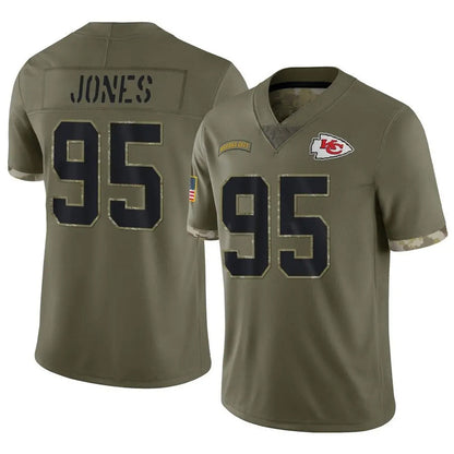 KC.Chiefs #95 Chris Jones Player Olive Limited Salute To Service Football Jerseys football jersey product view 1