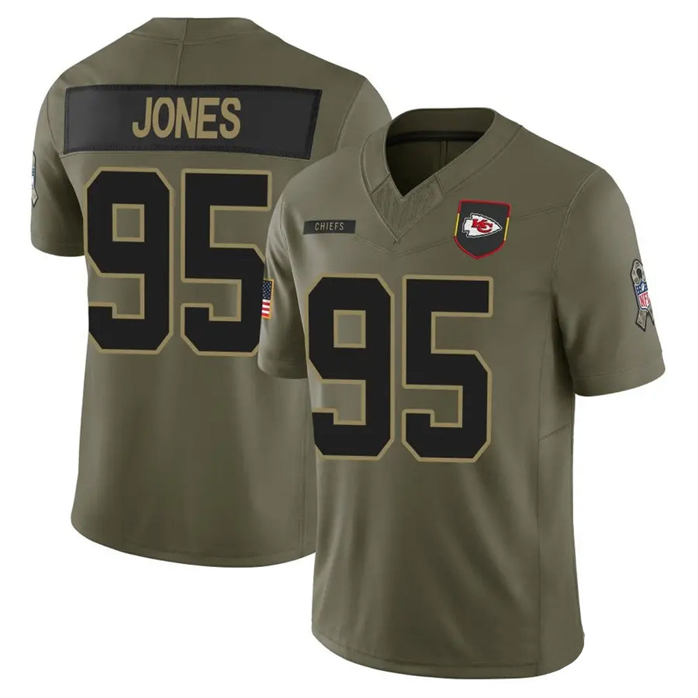 KC.Chiefs #95 Chris Jones Player Olive Salute to Service Limited Football Jerseys football jersey product view 1