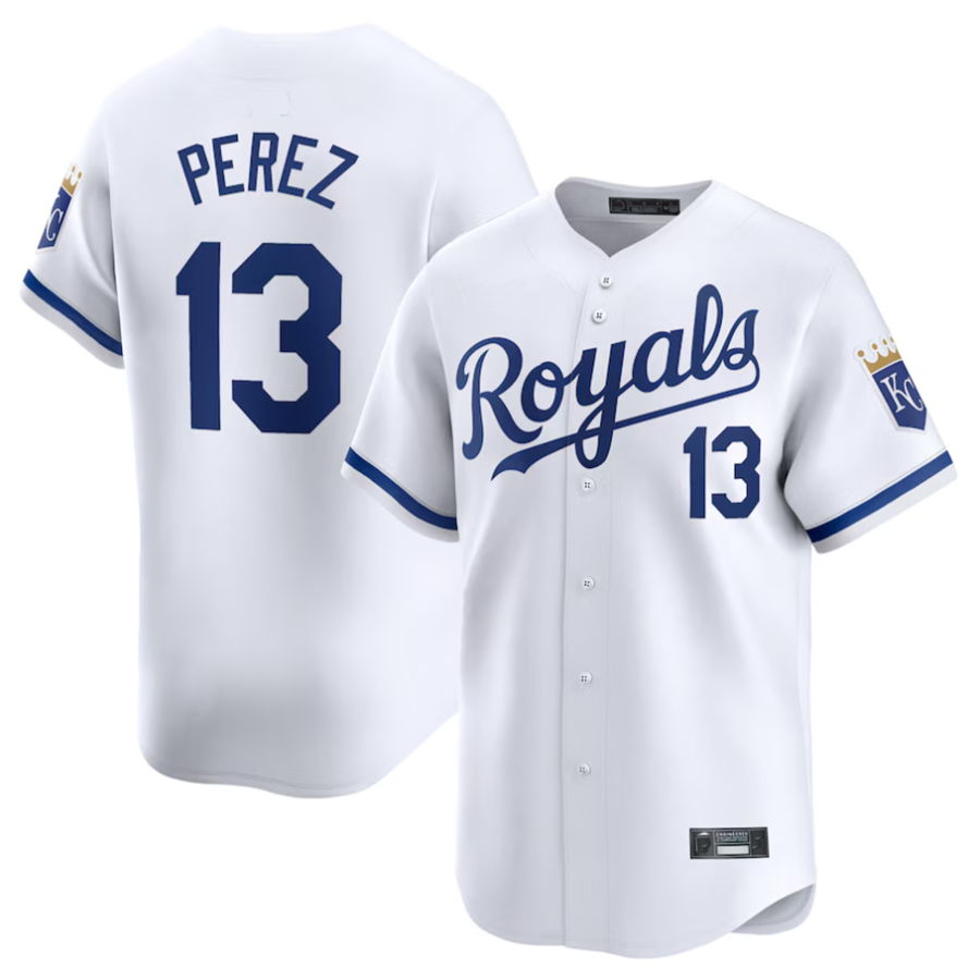 KC.Royals #13 Salvador Perez Player White Home Limited Baseball Jerseys baseball jersey product view 1