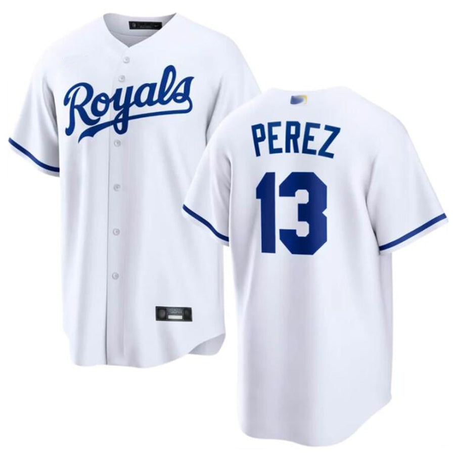 KC.Royals #13 Salvador Perez Player White Home Replica Baseball Jerseys baseball jersey product view 1