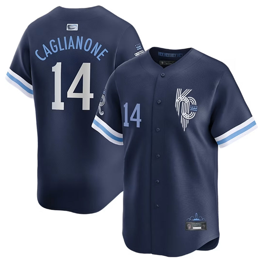KC.Royals #14 Jac Caglianone Player Navy Blue City Connect Limited Baseball Jerseys baseball jersey product view 1