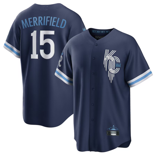 KC.Royals #15 Whit Merrifield Player Navy City Connect Replica Baseball Jerseys baseball jersey product view 1