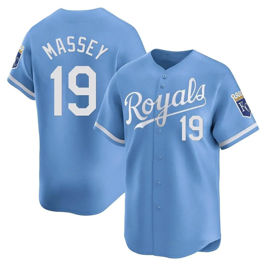 KC.Royals #19 Michael Massey Player Light Blue Home Limited Baseball Jerseys baseball jersey product view 1