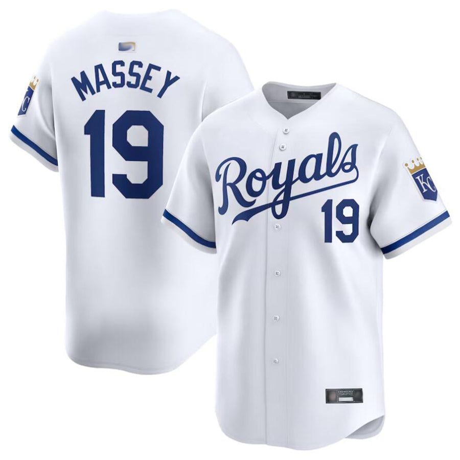 KC.Royals #19 Michael Massey Player White Home Limited Baseball Jerseys baseball jersey product view 1