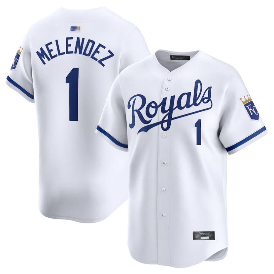 KC.Royals #1 MJ Melendez Player White Home Limited Baseball Jerseys baseball jersey product view 1
