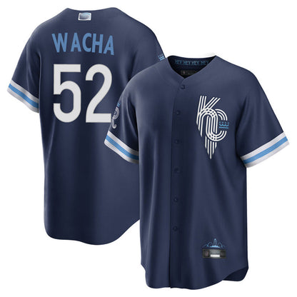 KC.Royals #52 Michael Wacha Player Navy City Connect Baseball Jerseys baseball jersey product view 1