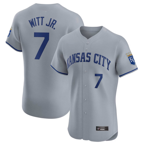KC.Royals #7 Bobby Witt Jr. Player Gray Road Elite Baseball Jerseys baseball jersey product view 1