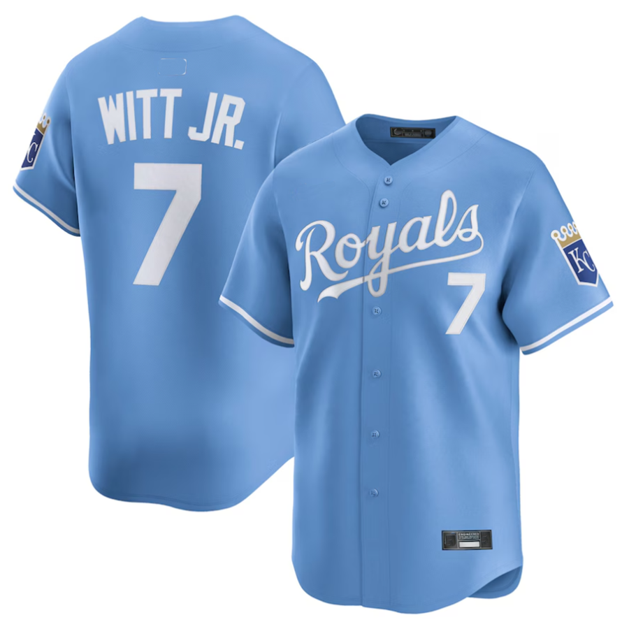 KC.Royals #7 Bobby Witt Jr. Player Light Blue Limited Baseball Jerseys baseball jersey product view 1
