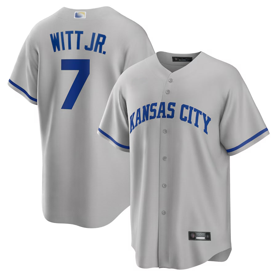 KC.Royals #7 Bobby Witt Jr. Player Light Gray Road Replica Baseball Jerseys baseball jersey product view 1