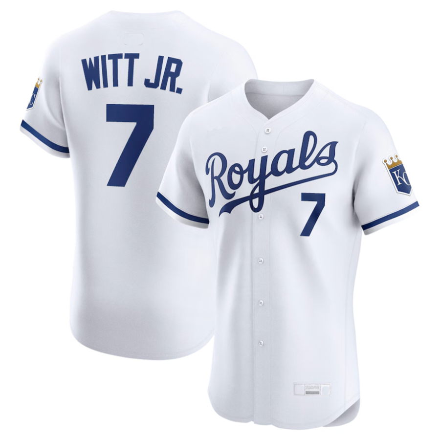 KC.Royals #7 Bobby Witt Jr. Player White Home Elite Baseball Jerseys baseball jersey product view 1